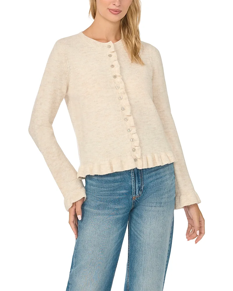 Ruffle Edge Long Sleeve Cardigan Sweater