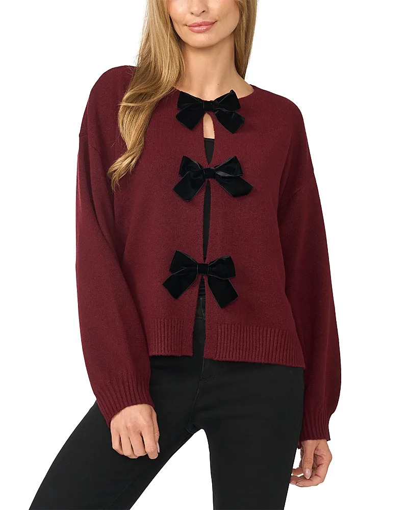 Bow Closure Cardigan Sweater by CeCe