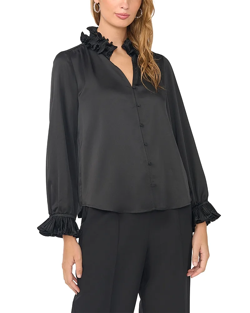 Pleated Ruffle Collar Blouse by Vince Camuto
