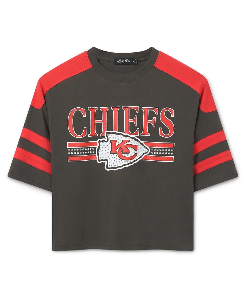 Kansas City Chiefs Bling Striped Crop Tee by Junk Food