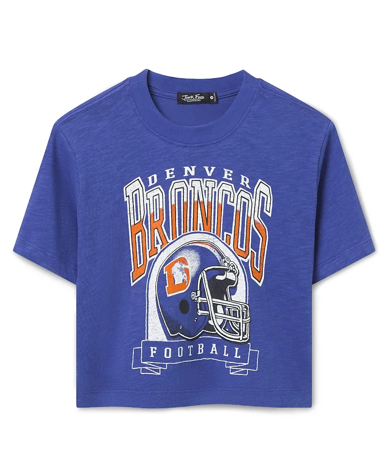 Denver Broncos Helmet Mock Neck Crop Tee