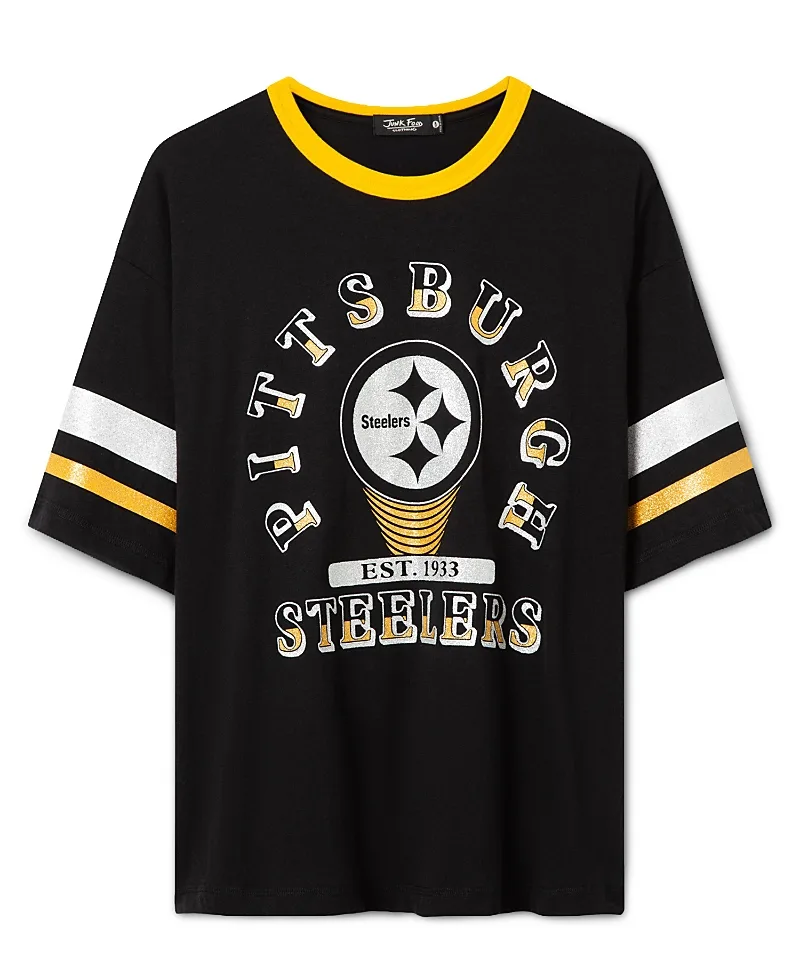 Pittsburgh Steelers Glitter Boxy Ringer by Junk Food
