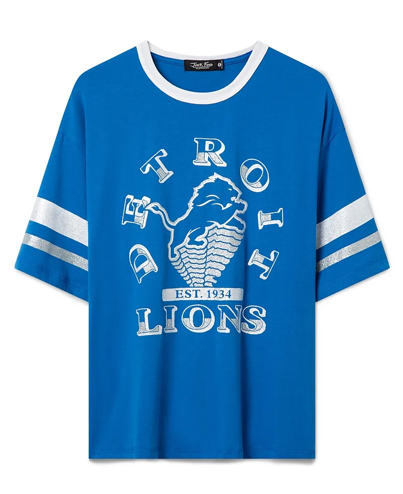 Detroit Lions Glitter Boxy Ringer by Junk Food