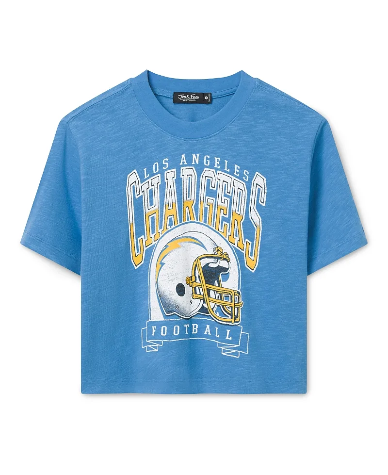 Los Angeles Chargers Helmet Mock Neck Crop Tee by Junk Food