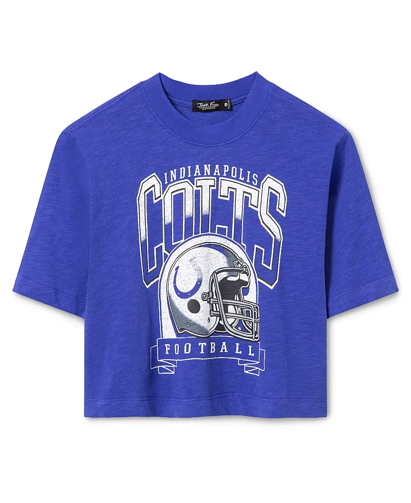 Indianapolis Colts Helmet Mock Neck Crop Tee by Junk Food
