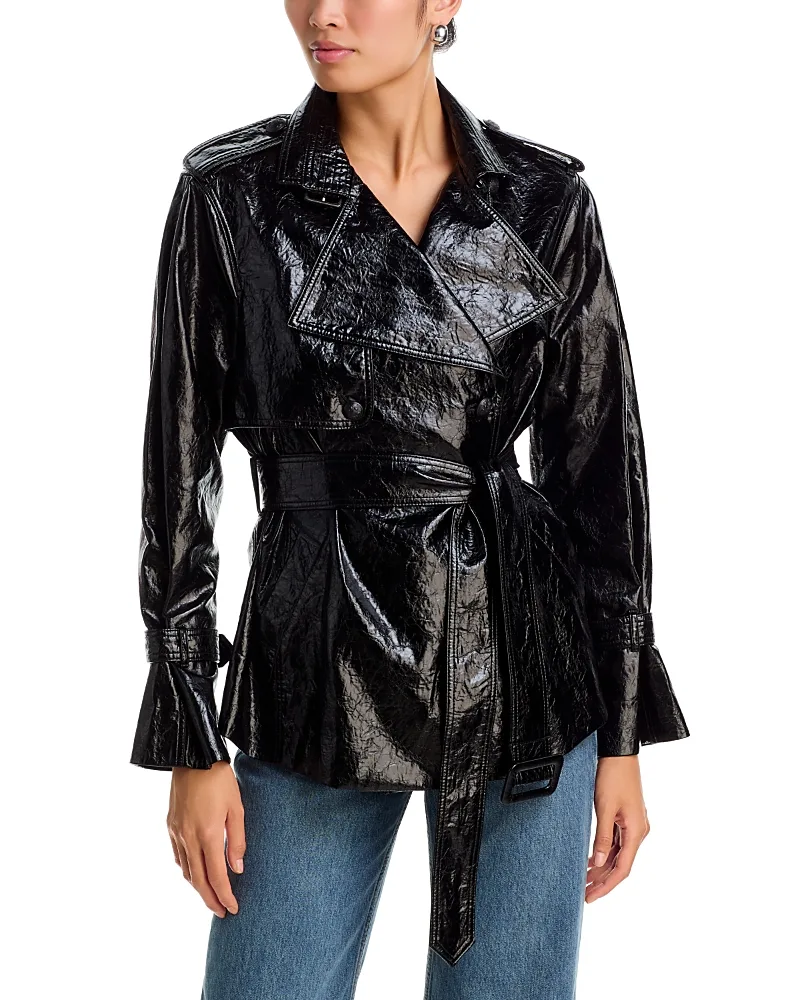 Anabelle Faux Leather Belted Jacket by Kobi Halperin