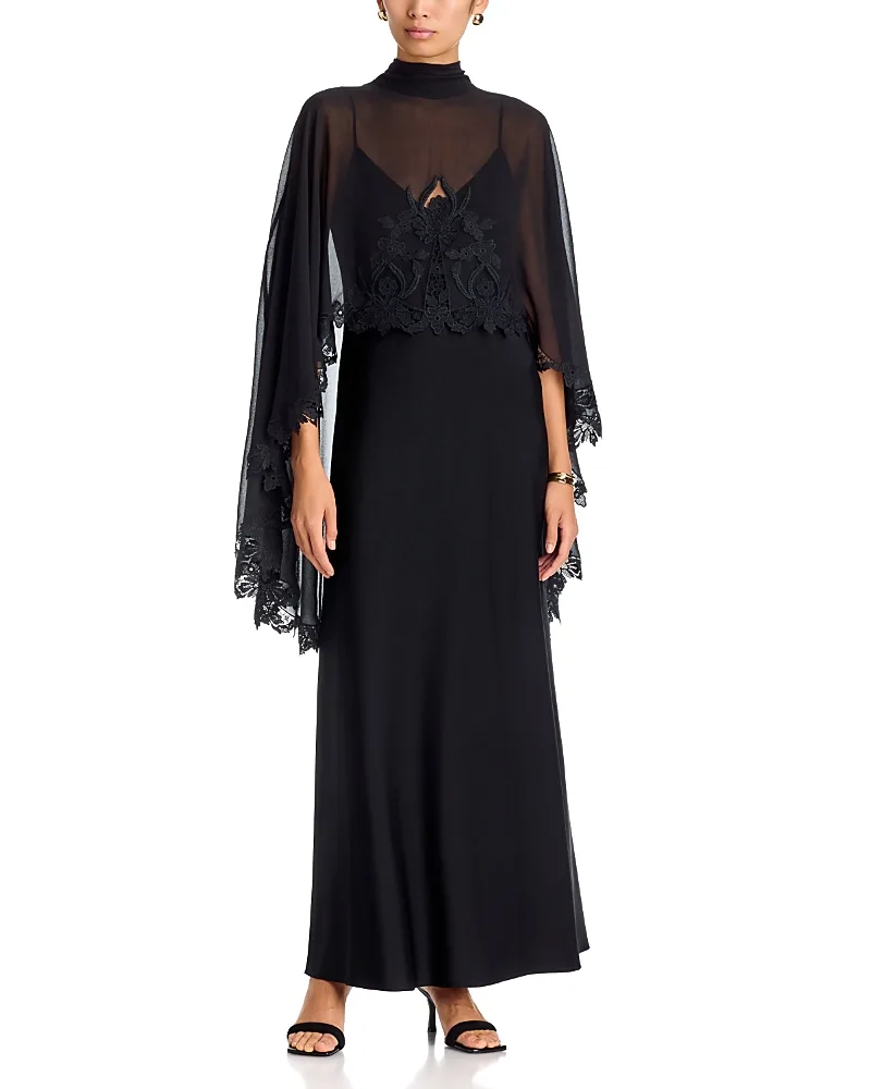 Carmen Embroidered Capelet Maxi Dress by Kobi Halperin