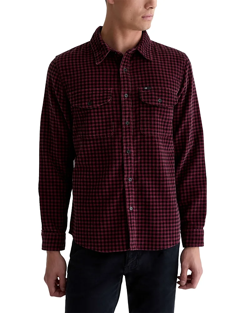 Evening Smoke Cotton Gingham Pocket Shirt by AG