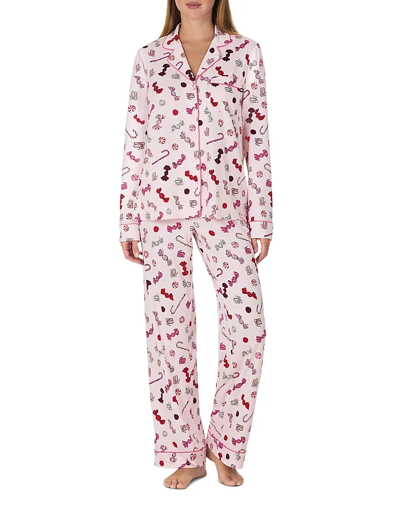 Brushed Jersey Notch Collar Pajama Set