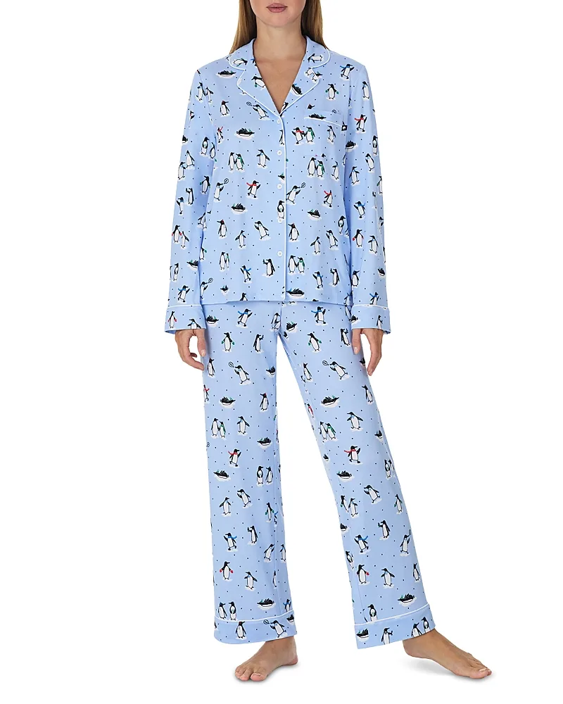 Brushed Jersey Notch Collar Pajama Set