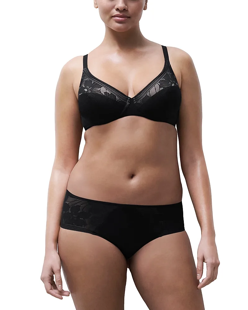 Osmose Plunge Unlined Lace Trim Underwire Bra by Chantelle