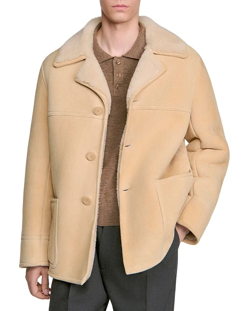Notch Lapel Shearling Jacket by Sandro