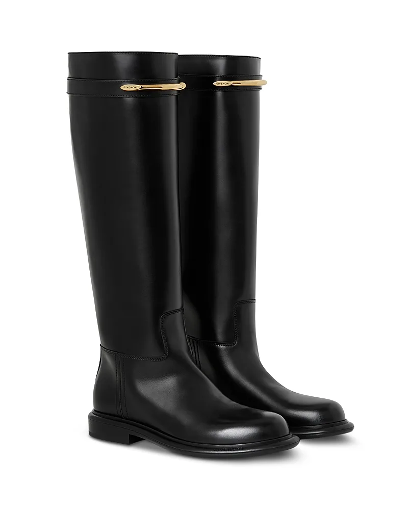 Pinch Leather Knee High Boots by GIVENCHY