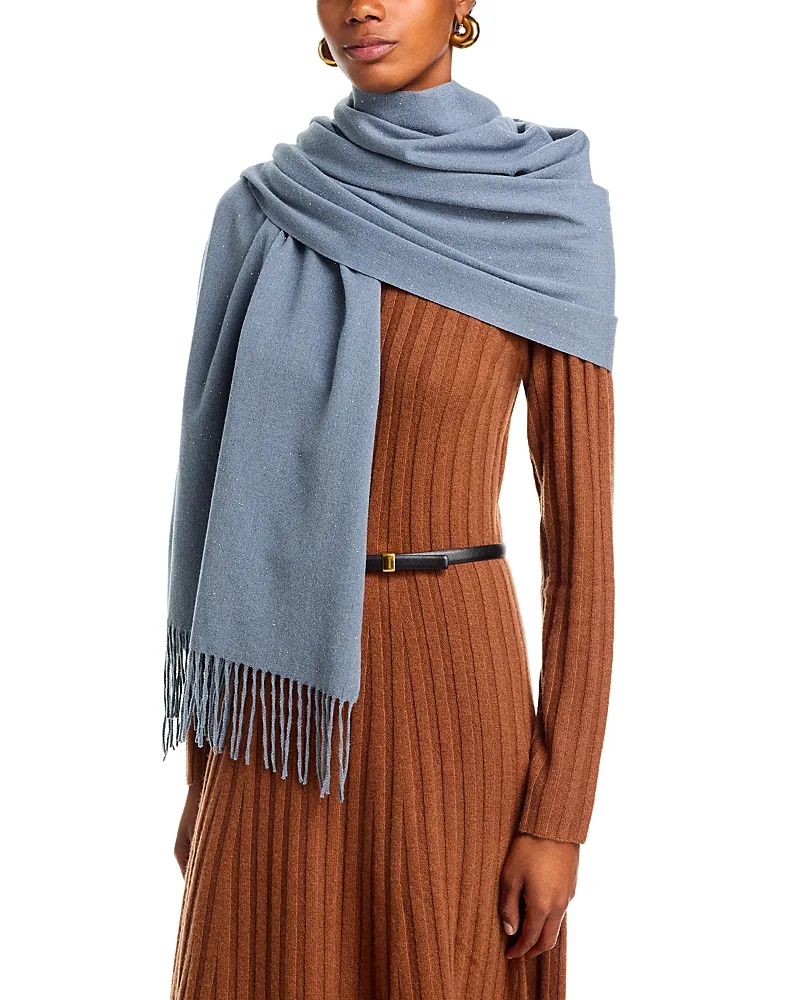 V Fraas Solid Sparkle Scarf - Denim by Fraas