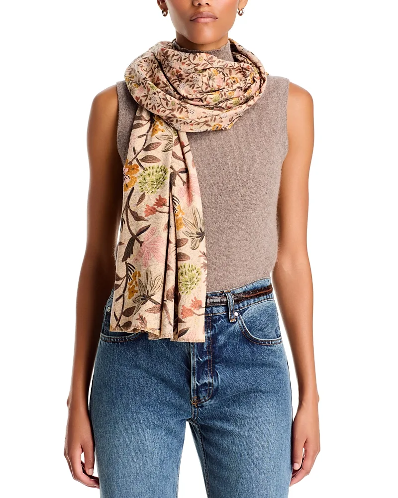 Metallic Floral Silk Square Scarf by V Fraas
