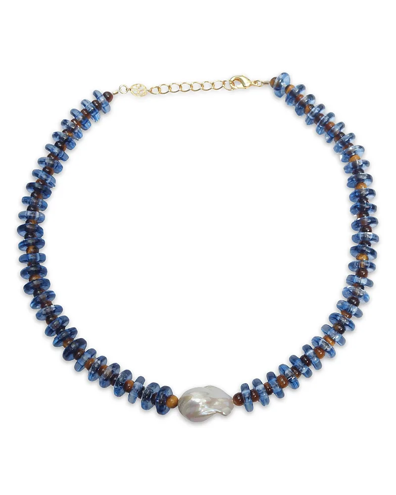 New Wave Baroque Pearl Beaded Necklace, 13.6-15 by Sandralexandra