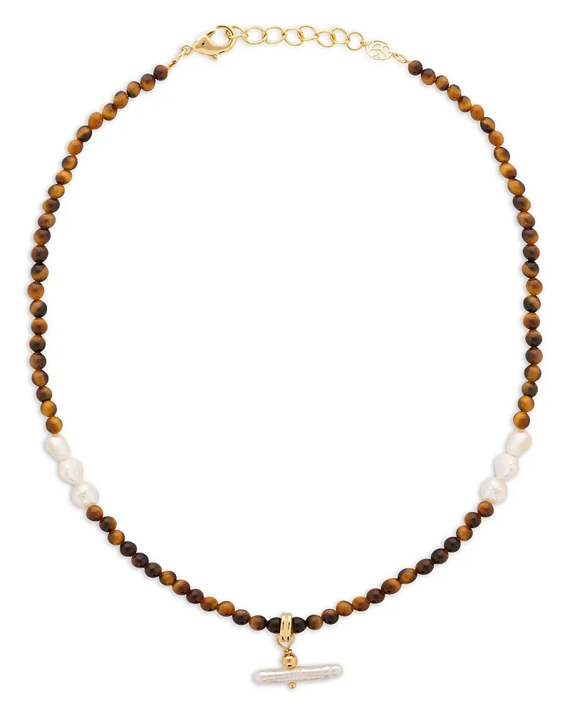 Cultured Freshwater Pearl Bar Stone Necklace, 15.4-17.3 by Sandralexandra