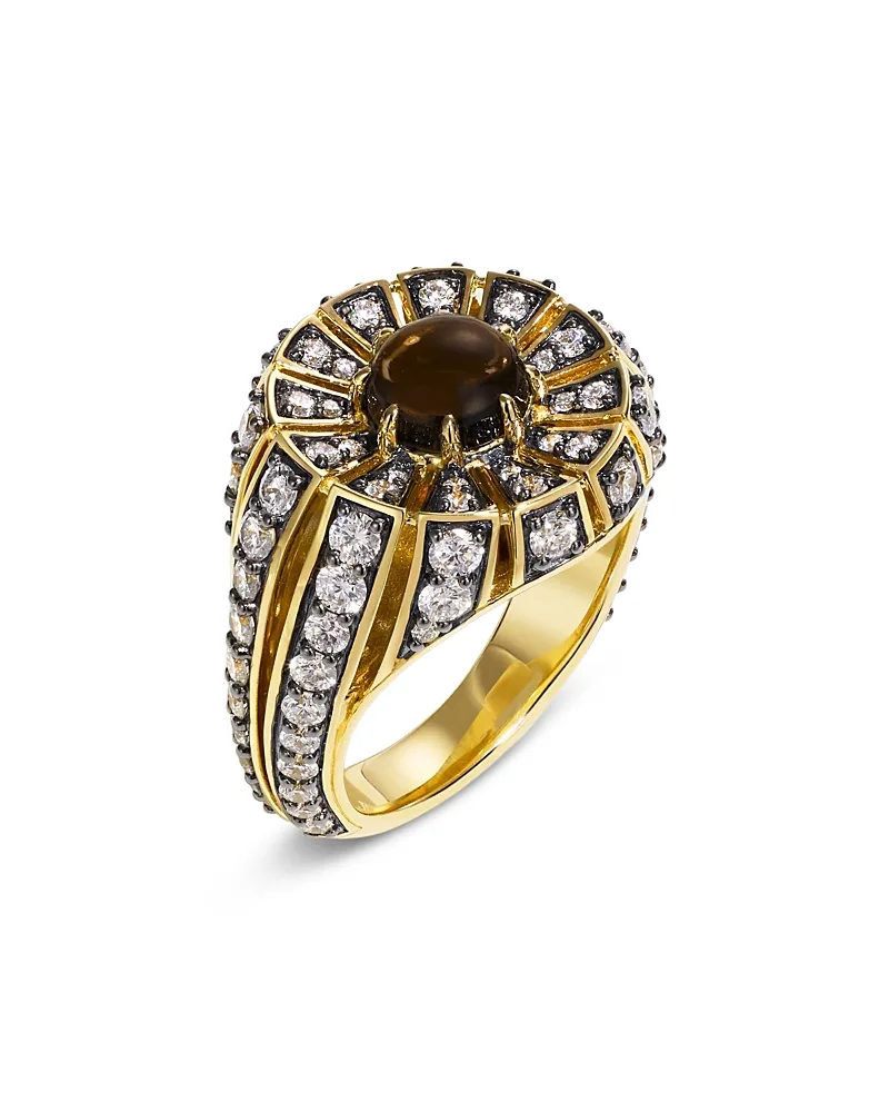 14K Yellow Gold Smoky Quartz & Diamond Statement Ring by By Pariah