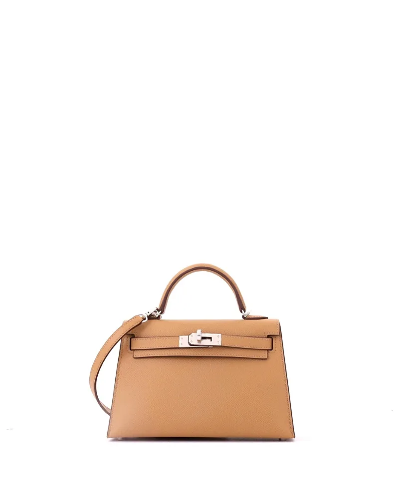 Pre-Owned Hermes Kelly 20 Handbag Brown Epsom with Palladium Hardware by Hermes