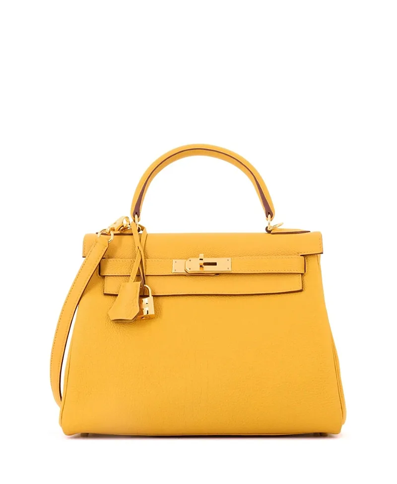 Pre-Owned Kelly 28 Handbag Togo with Gold Hardware by Hermes