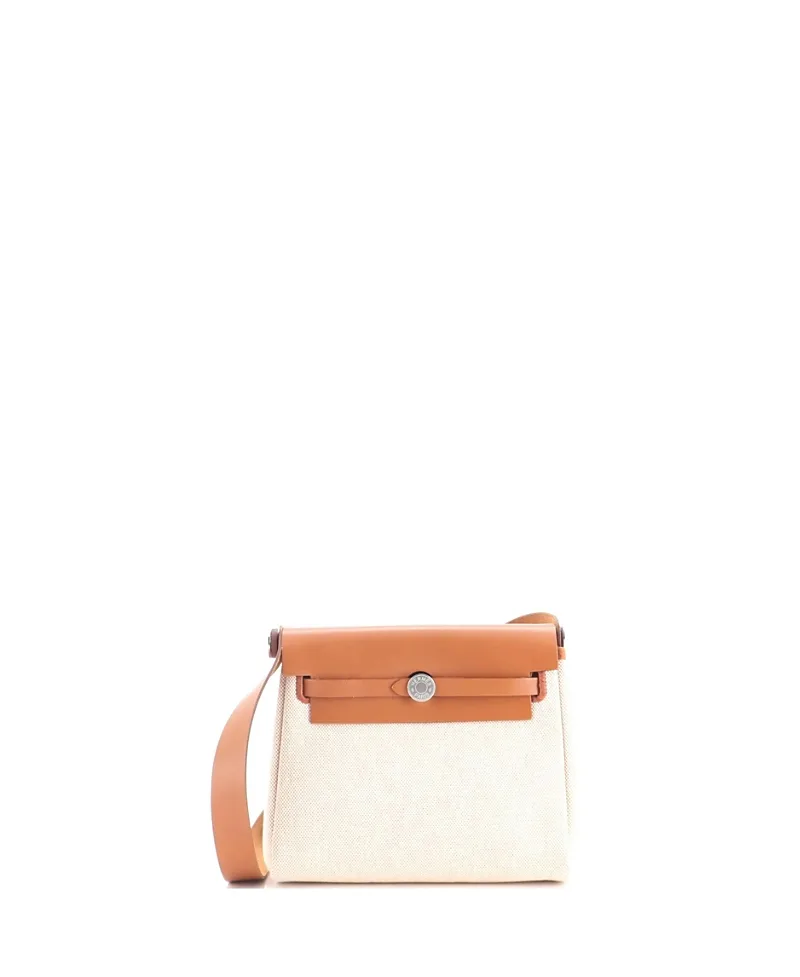 Pre-Owned Hermes 20 Herbag Zip Toile and Leather by Hermes