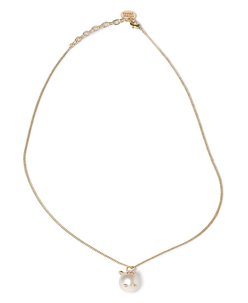 Metal Bunny Necklace with Pendant by Miu Miu