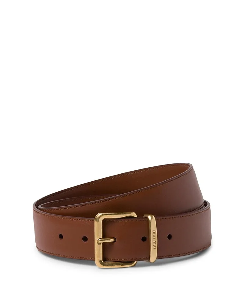 Leather Belt by Miu Miu