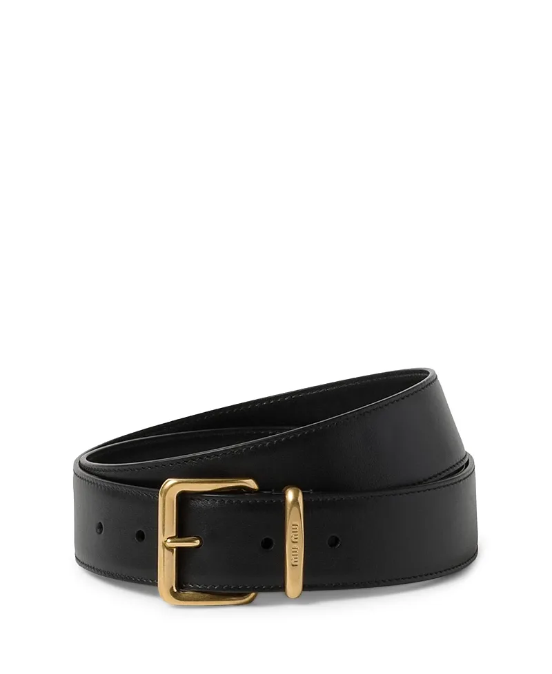 Leather Belt by Miu Miu