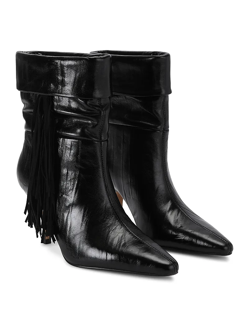 London Piccadilly Slouch Fringed Leather Boots by Kurt Geiger
