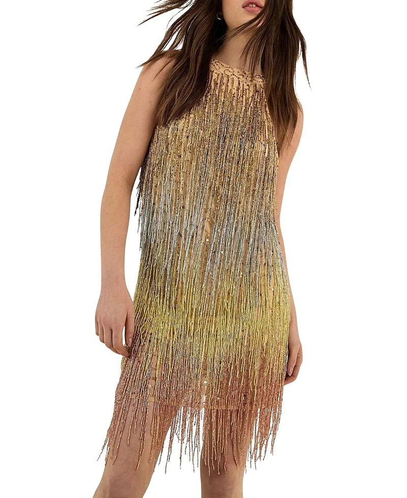 Ombre Beaded Tassel Mini Dress by Nasty Gal