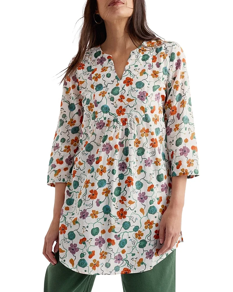 Op Art V-Neck 3/4 Sleeve Tunic Top by Seasalt Cornwall