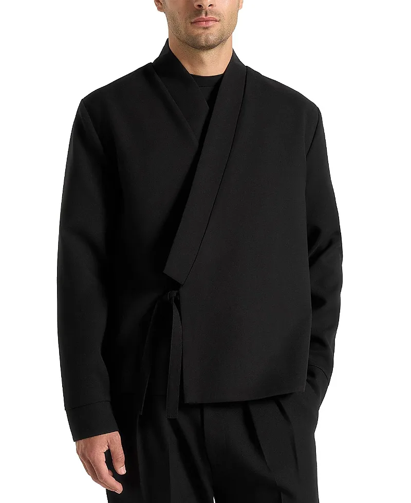 Robin Textured Kimono Wrap Jacket by Maniere De Voir