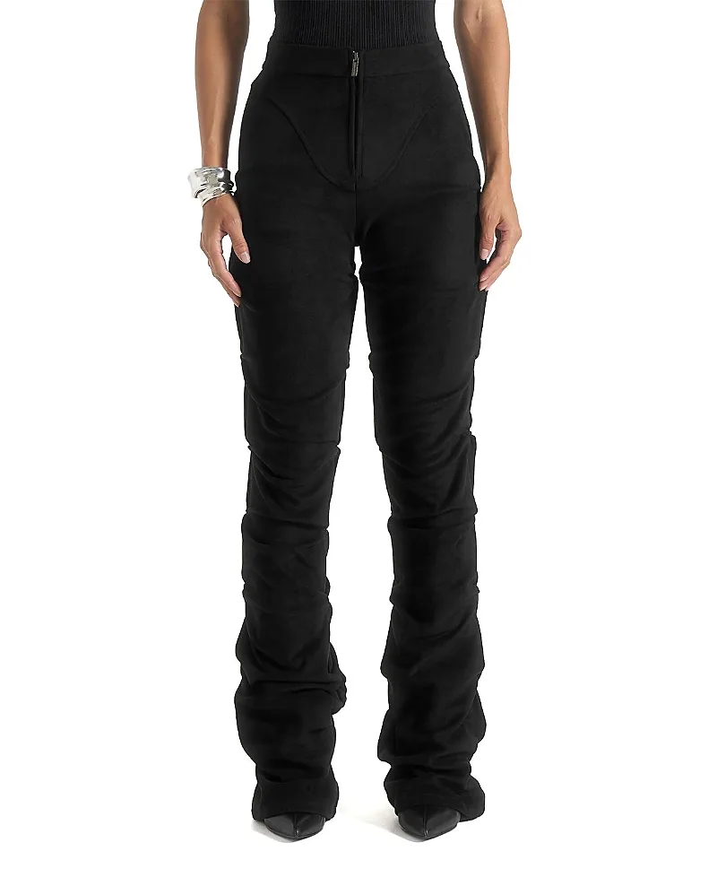 Caroline Tacked Suede Flared Trousers