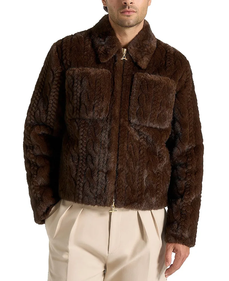 David Plush Cable Embossed Jacket by Maniere De Voir