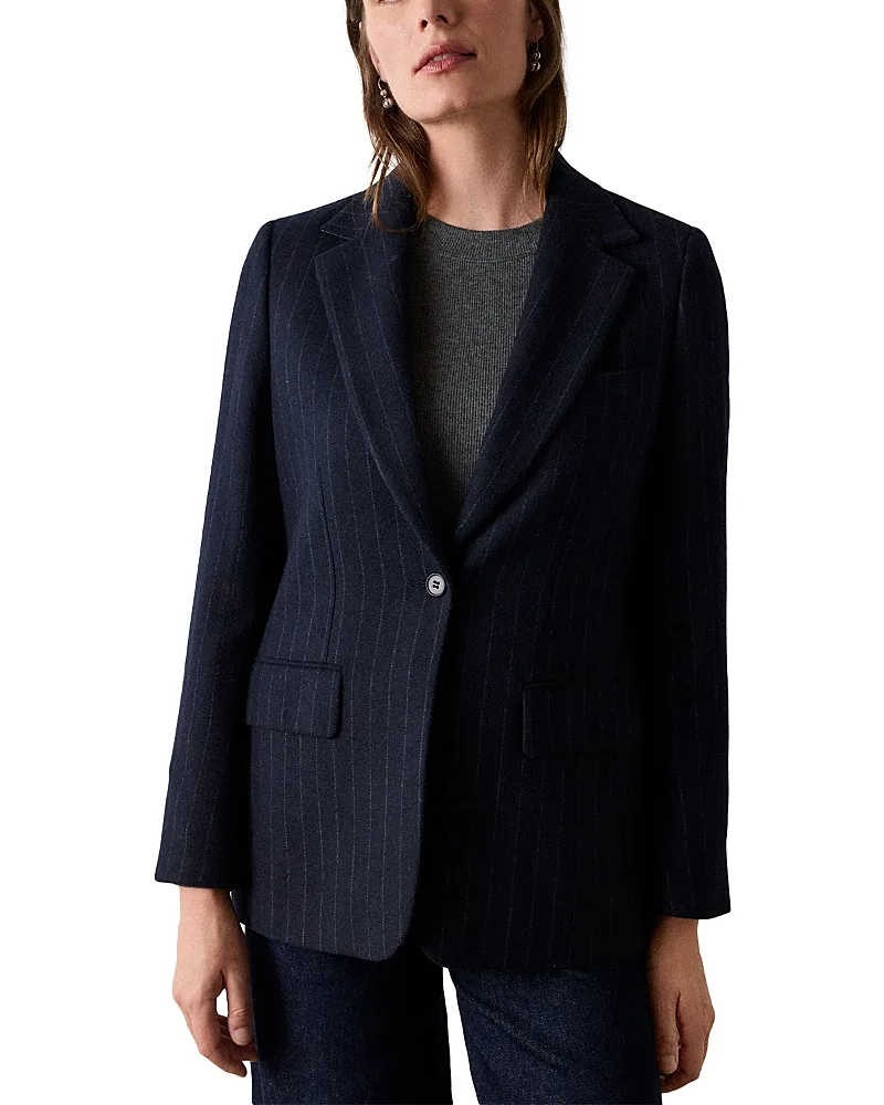 Pinstriped One Button Blazer by Whistles