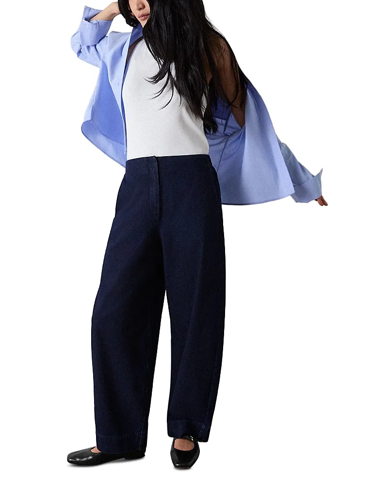 Cotton High Rise Barrel Pants by Whistles