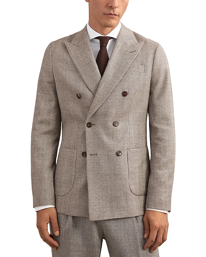 Pinto Double Breasted Wool Blend Herringbone Blazer