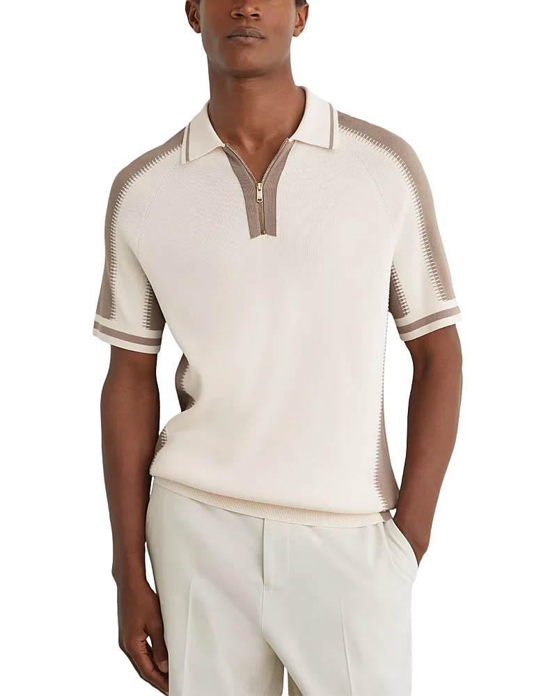 Elmers Half Zip Knit Polo Shirt by Reiss