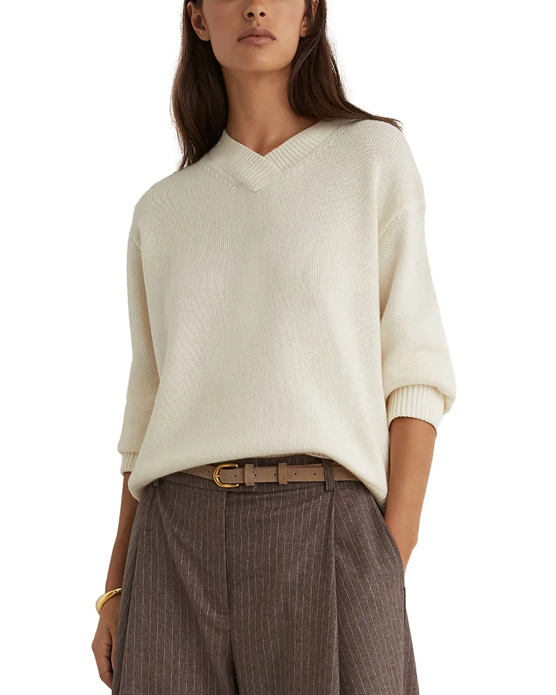 Mari Wool & Cashmere V Neck Sweater by Reiss