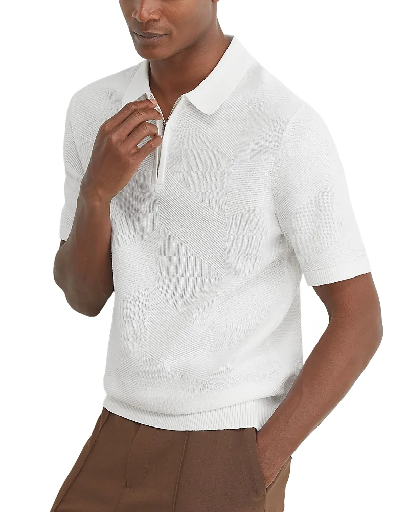 Leigham Half Zip Chevron Knot Sweater Polo by Reiss