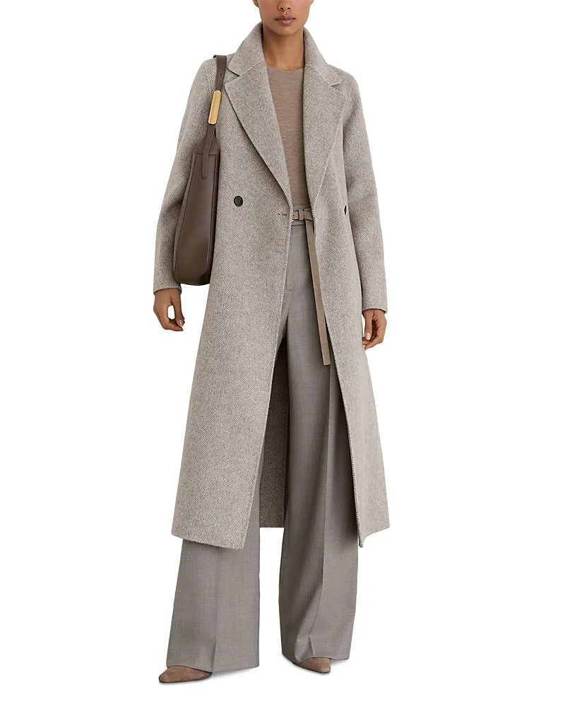 Daia Wool Blend Herringbone Coat by Reiss
