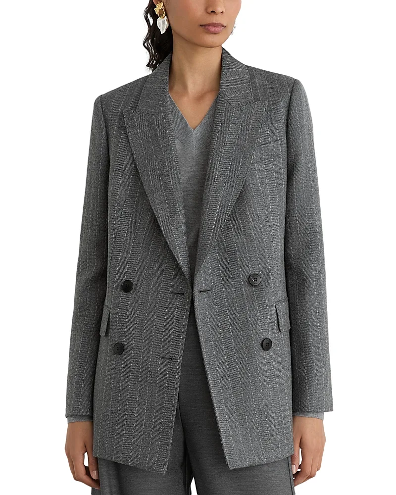 Astrid Herringbone Wool Double Breasted Blazer by Reiss