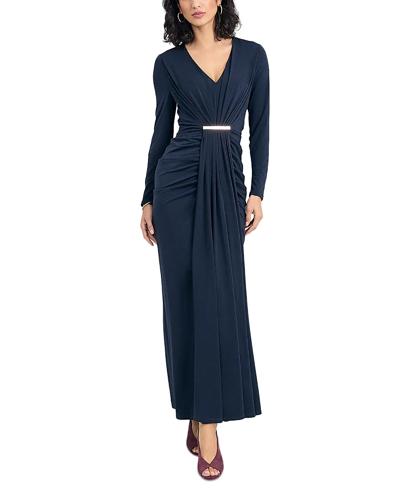Katharine Long Sleeve Draped Hardware Maxi Dress by Phase Eight