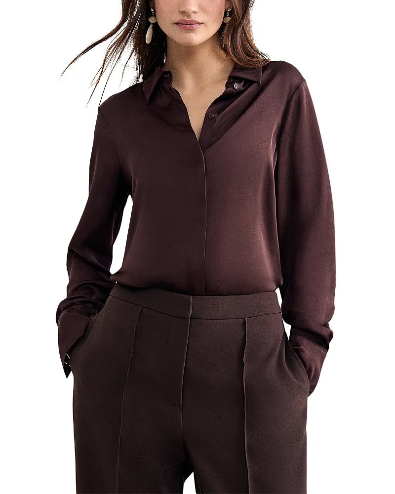 Novie Satin Button Up Shirt by Phase Eight