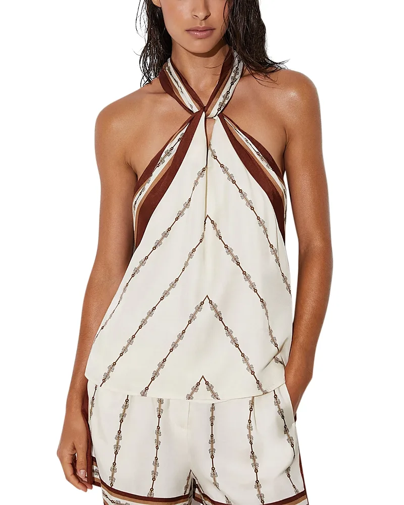 Jayce Chain Print Halter Neck Top