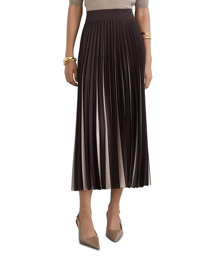 Serena Two Toned Pleated Midi Skirt by Reiss