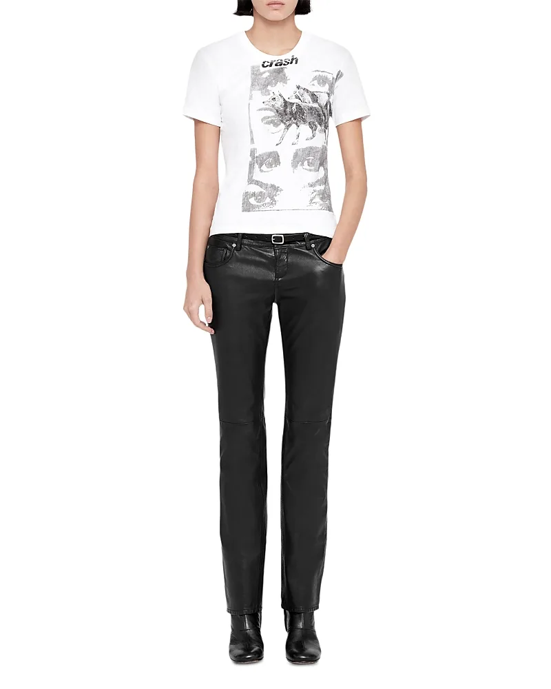 Riella Leather Low Rise Bootcut Trousers by AllSaints