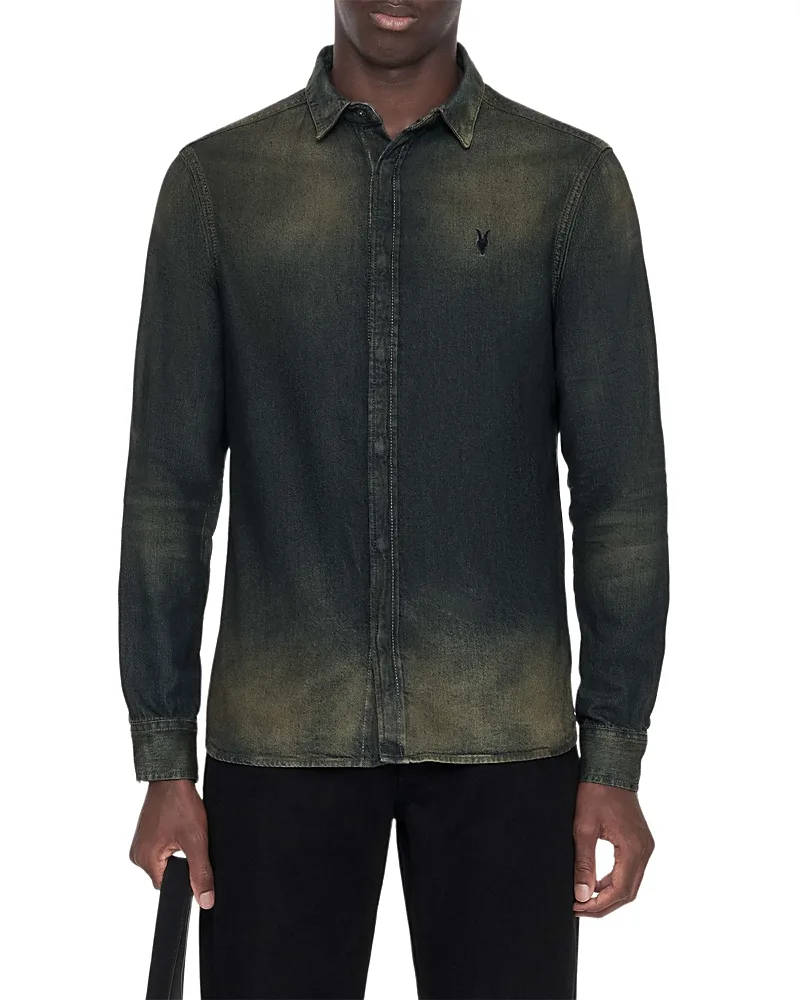 Gleason Slim Fit Cotton Denim Shirt by AllSaints