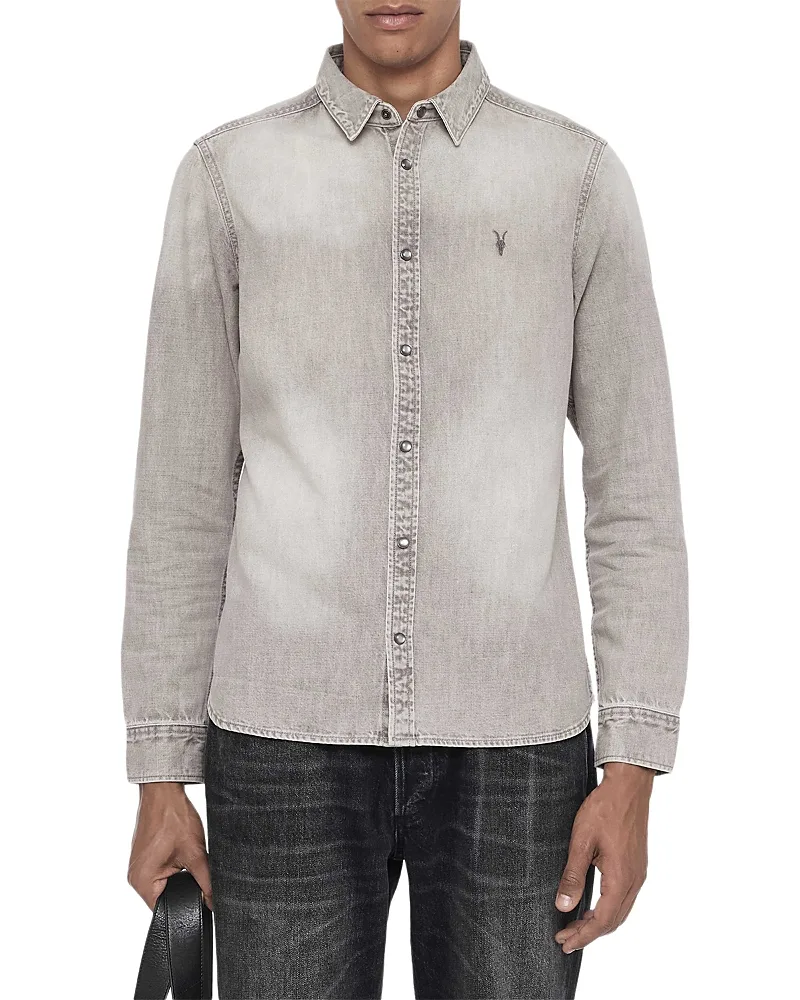 Gleason Cotton Faded Denim Shirt by AllSaints