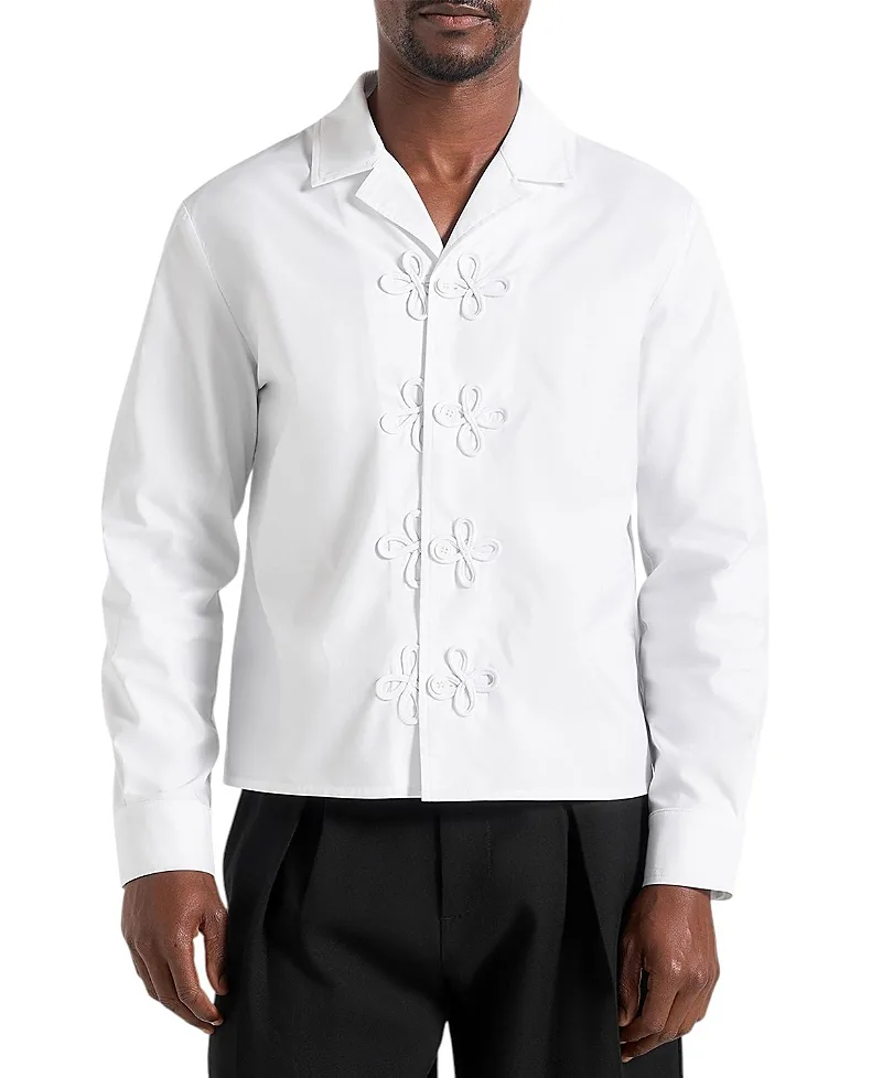 Valen Embroidered Closure Long Sleeve Shirt by Maniere De Voir